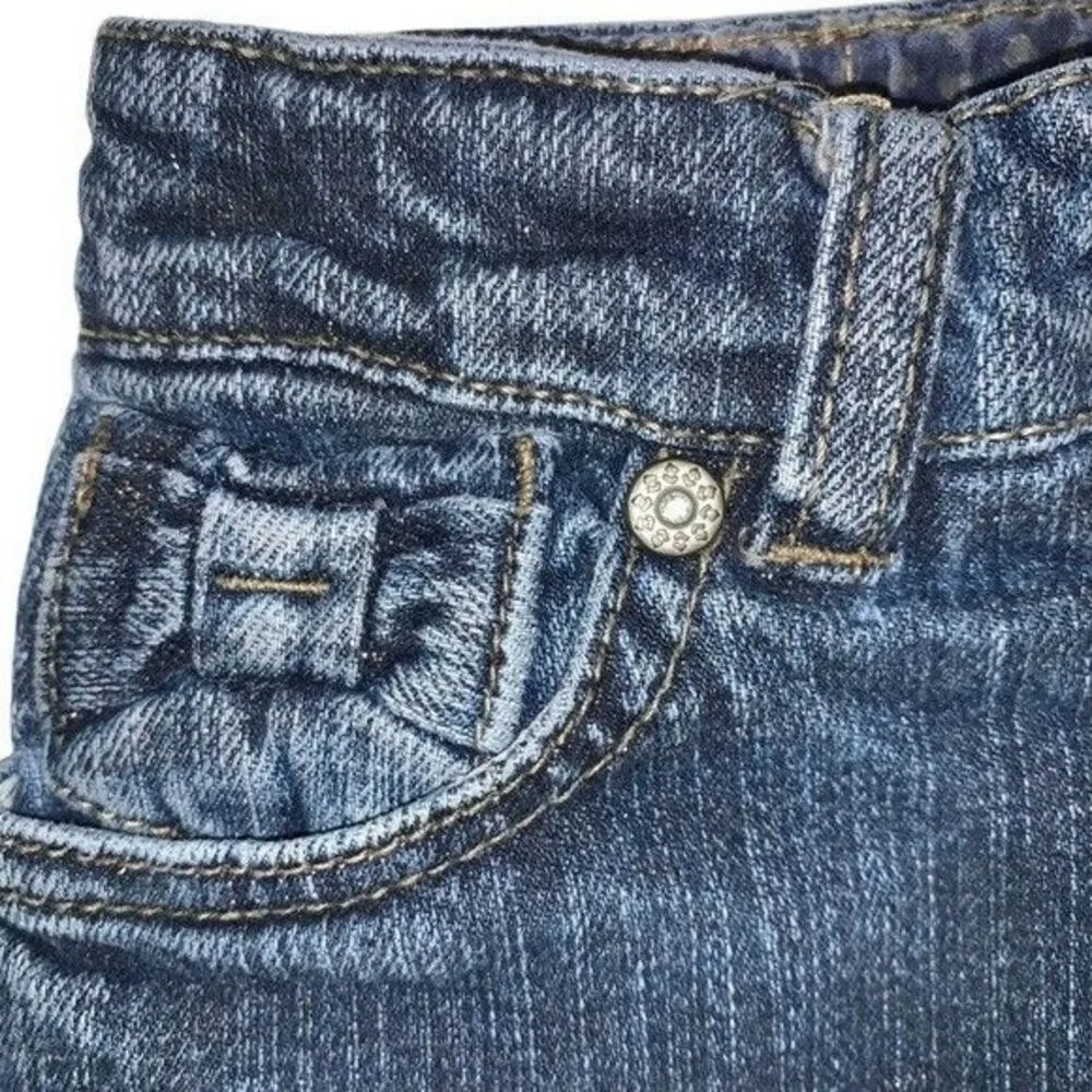 GIrls Jean Skirt Children's Place Glitter Shimmer Denim Bows & Gem Detail